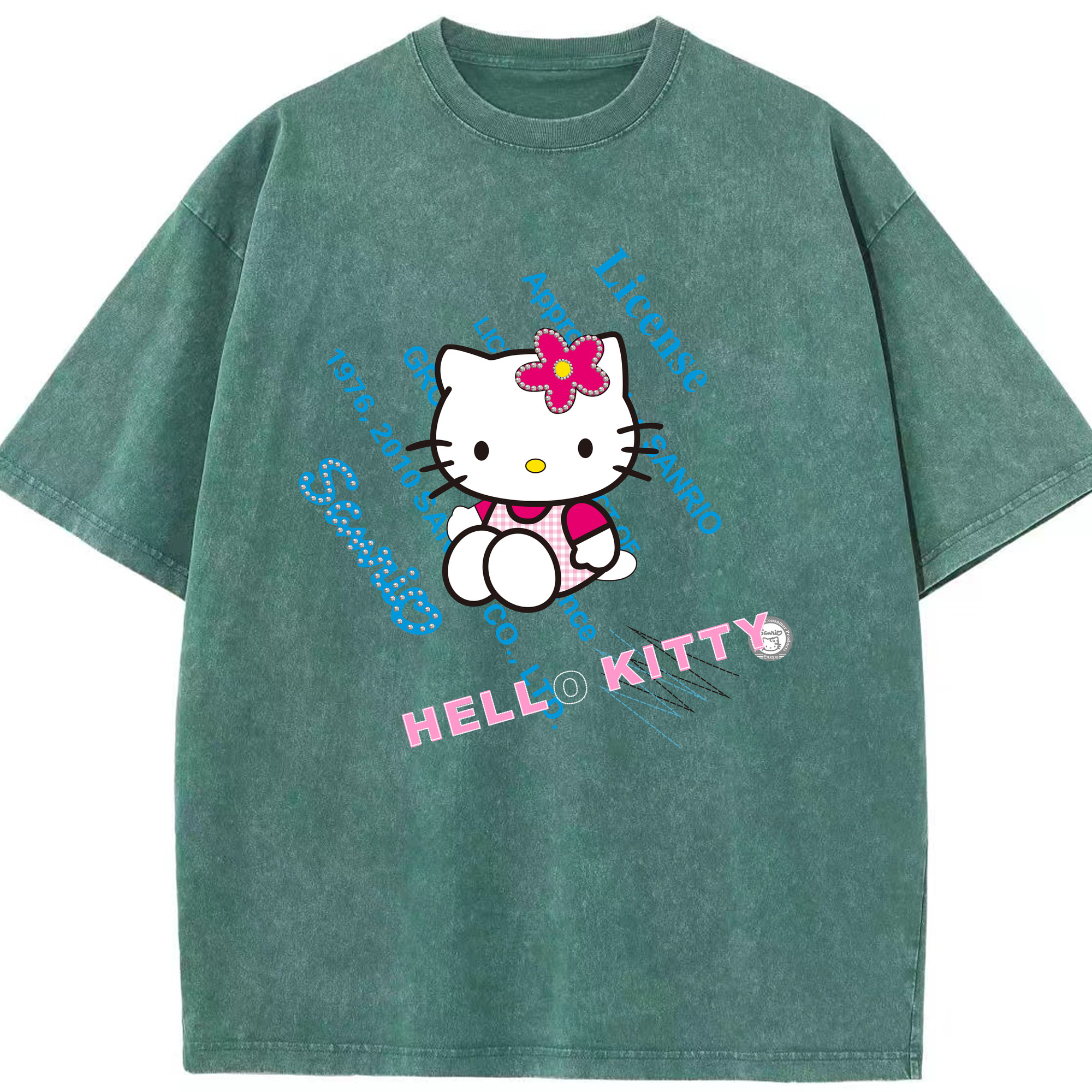 （画像用） Hello Kitty ハローキティ 綿100% ヴィンテージ風 半袖Tシャツ（フロントプリント）